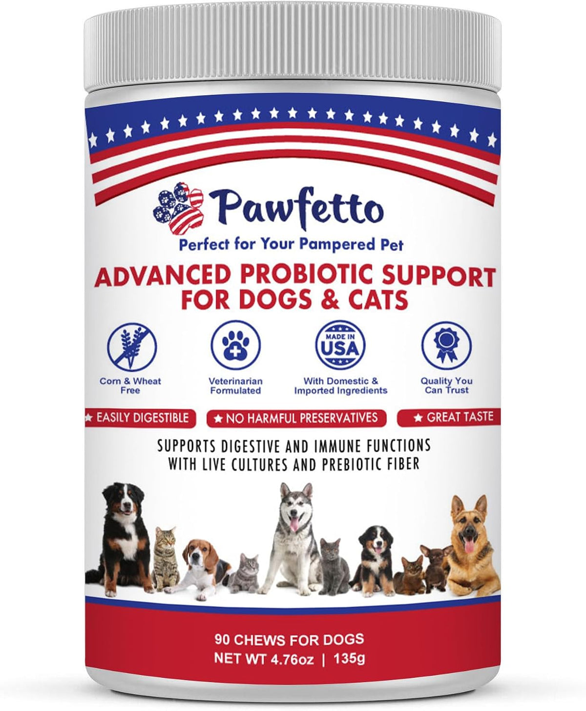 Pawfetto Advanced Probiotic Support for Dogs & Cats – Duck Flavour (90 Chews) - görsel 1