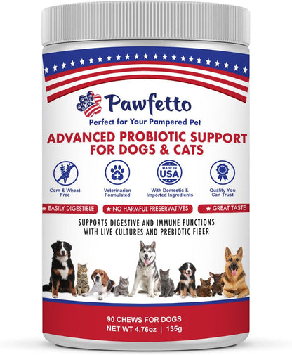 Pawfetto Advanced Probiotic Support for Dogs & Cats – Duck Flavour (90 Chews)