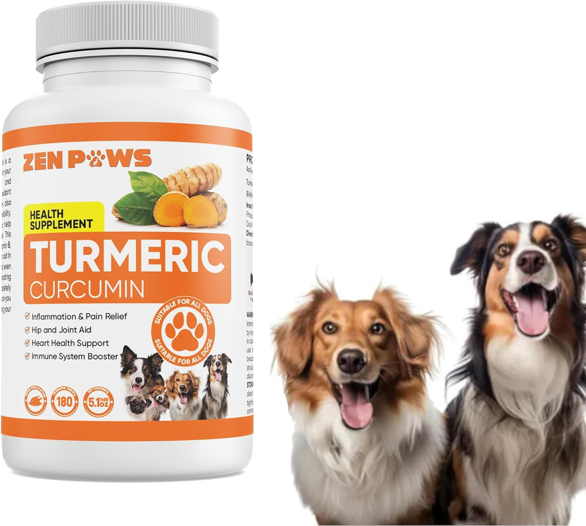 Turmeric Curcumin for Dogs – 180 Duck-Flavoured Tablets – Advanced Hip & Joint Formula with Piperine – Supports Mobility, Inflammatory Response, Skin Health & Immune Function - görsel 1