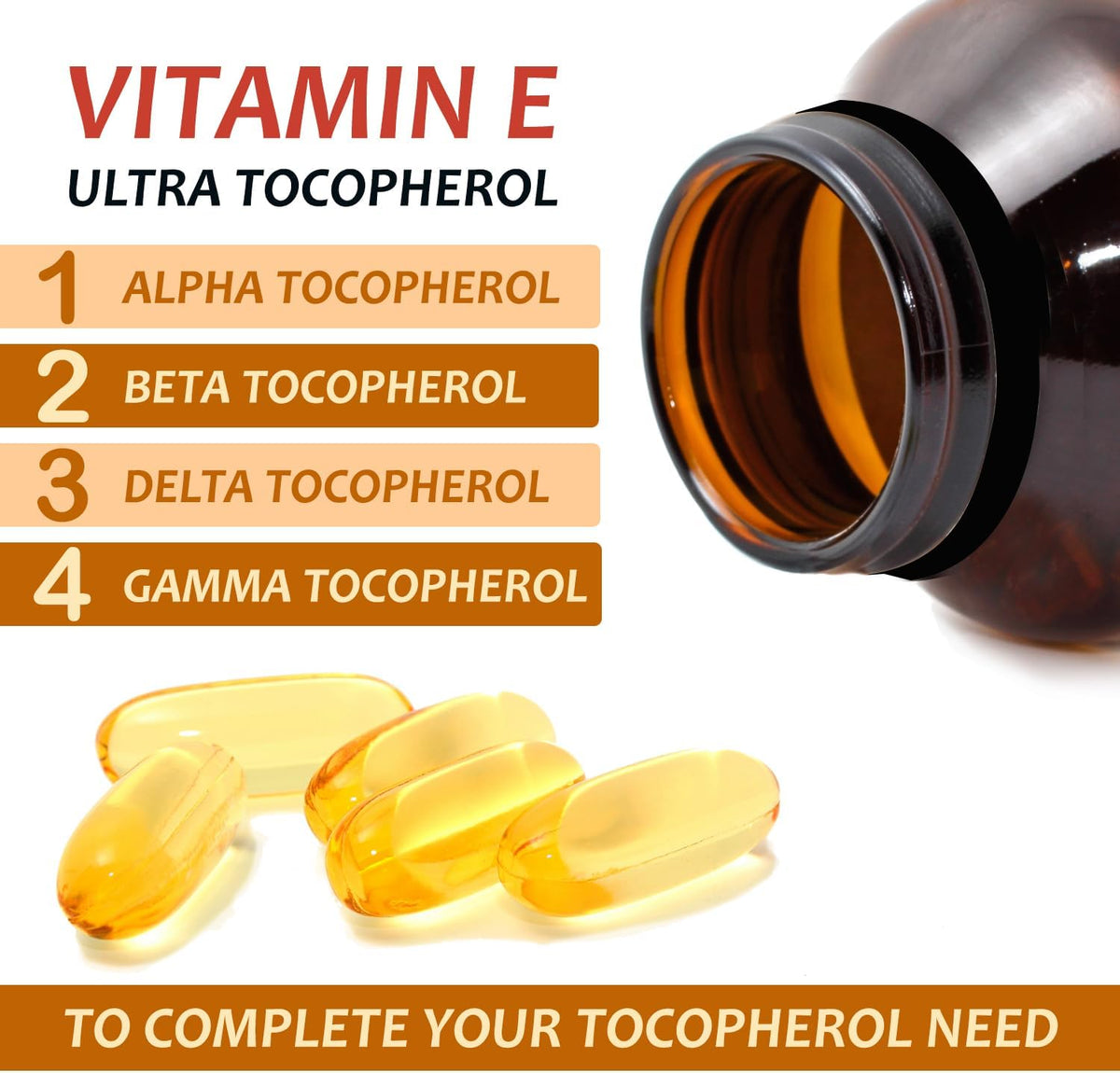 Vitamin E 1000 IU Ultra Tocopherol – All 4 Tocopherols (60 Vegan Soft gel capsules) - görsel 3