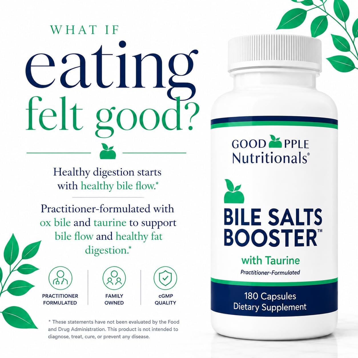GoodApple Bile Salts Booster - Ox Bile & Taurine, 180 Capsules - görsel 3