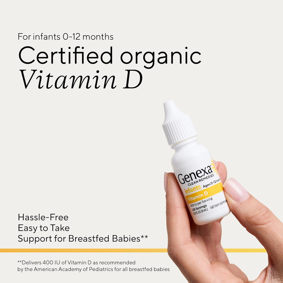 Genexa Infants Vitamin D Liquid Drops – Organic Vanilla, 90 Servings - görsel 2