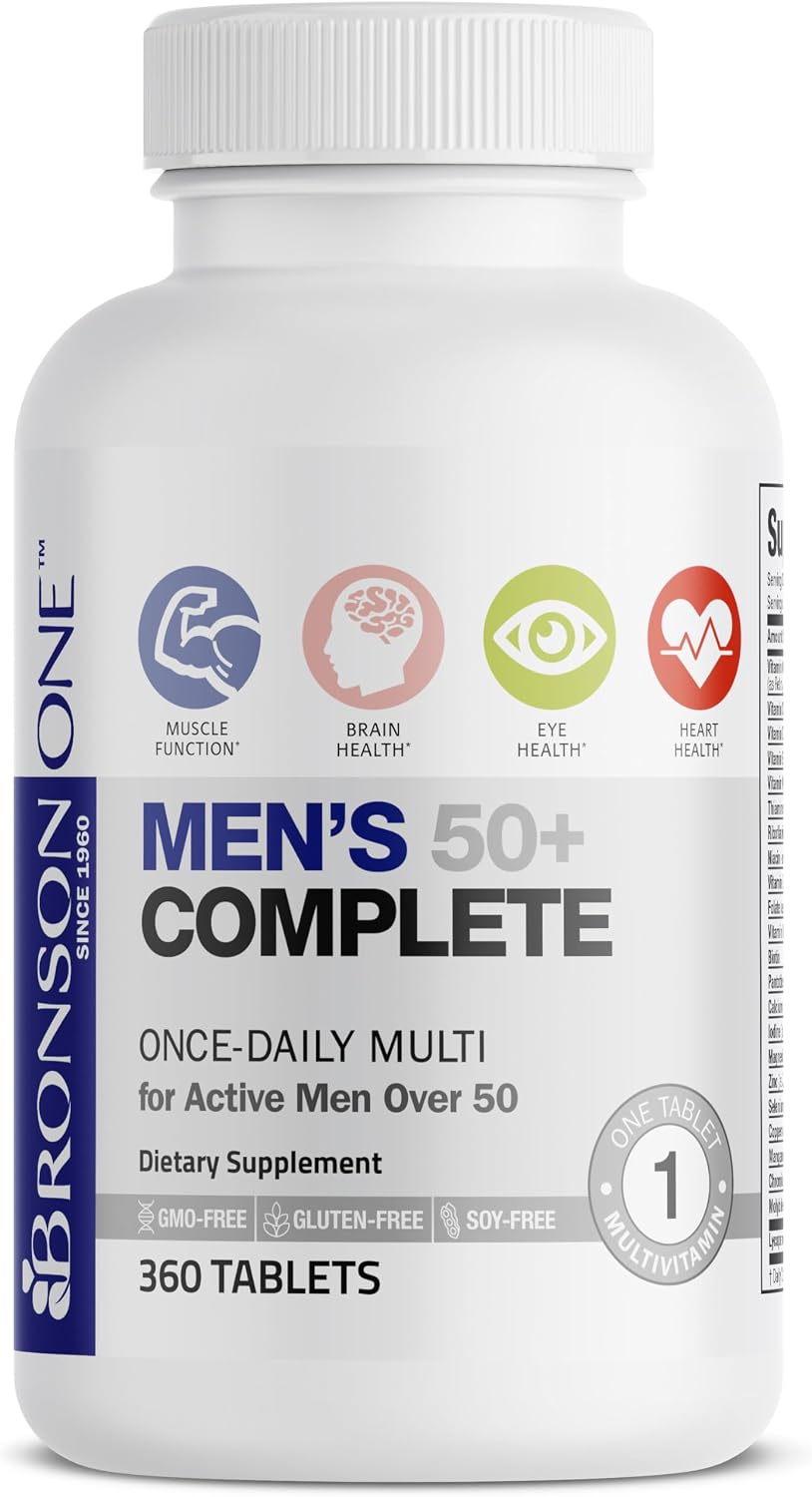 Bronson ONE Daily Men's 50+ Complete Multivitamin Multimineral, 360 Tablets - görsel 5