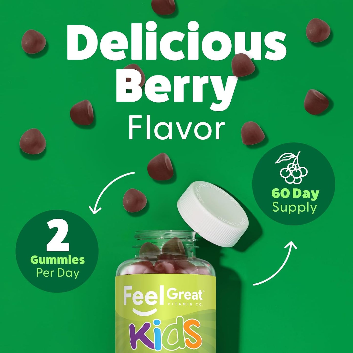 Feel Great Super Green Gummies for Kids – Vegan Fruit and Vegetable Gummy Multivitamin, 60 Count - görsel 3