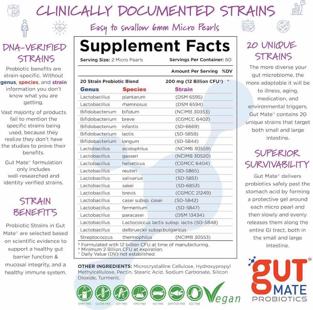 Gut Mate Probiotics with Patented BIO-Tract Micro Pearls - 20 Scientifically Studied Strains - görsel 7