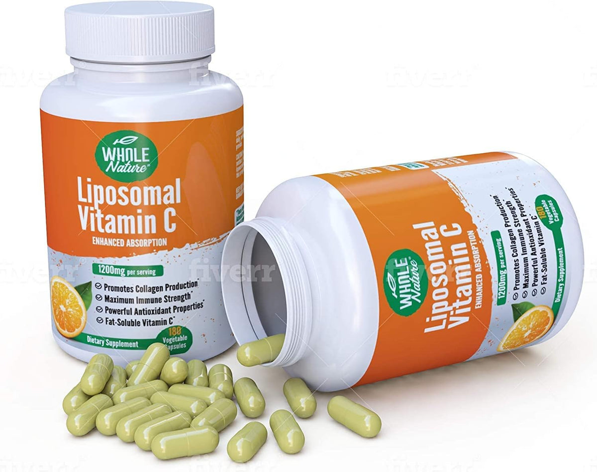 Whole Nature Liposomal Vitamin C 1200 mg - 180 Vegan Capsules - High Absorption Immune Support & Collagen Support - görsel 9