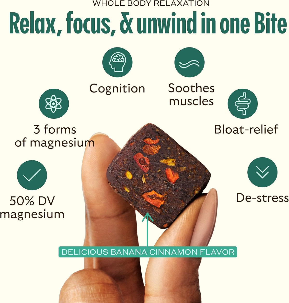GEM Calm Bite - Banana Cinnamon | Magnesium L-Threonate, Golden Chlorella, Lemon Balm | Supports Calm Mind & Clarity | 7 Count - görsel 2