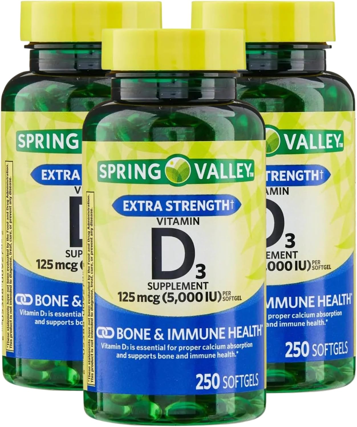 Extra Strength Vitamin D3 5000 IU (125 mcg) – 250 Softgels, High Potency Vitamin D Supplement for Bone and Immune Support (Pack of 3) - görsel 1