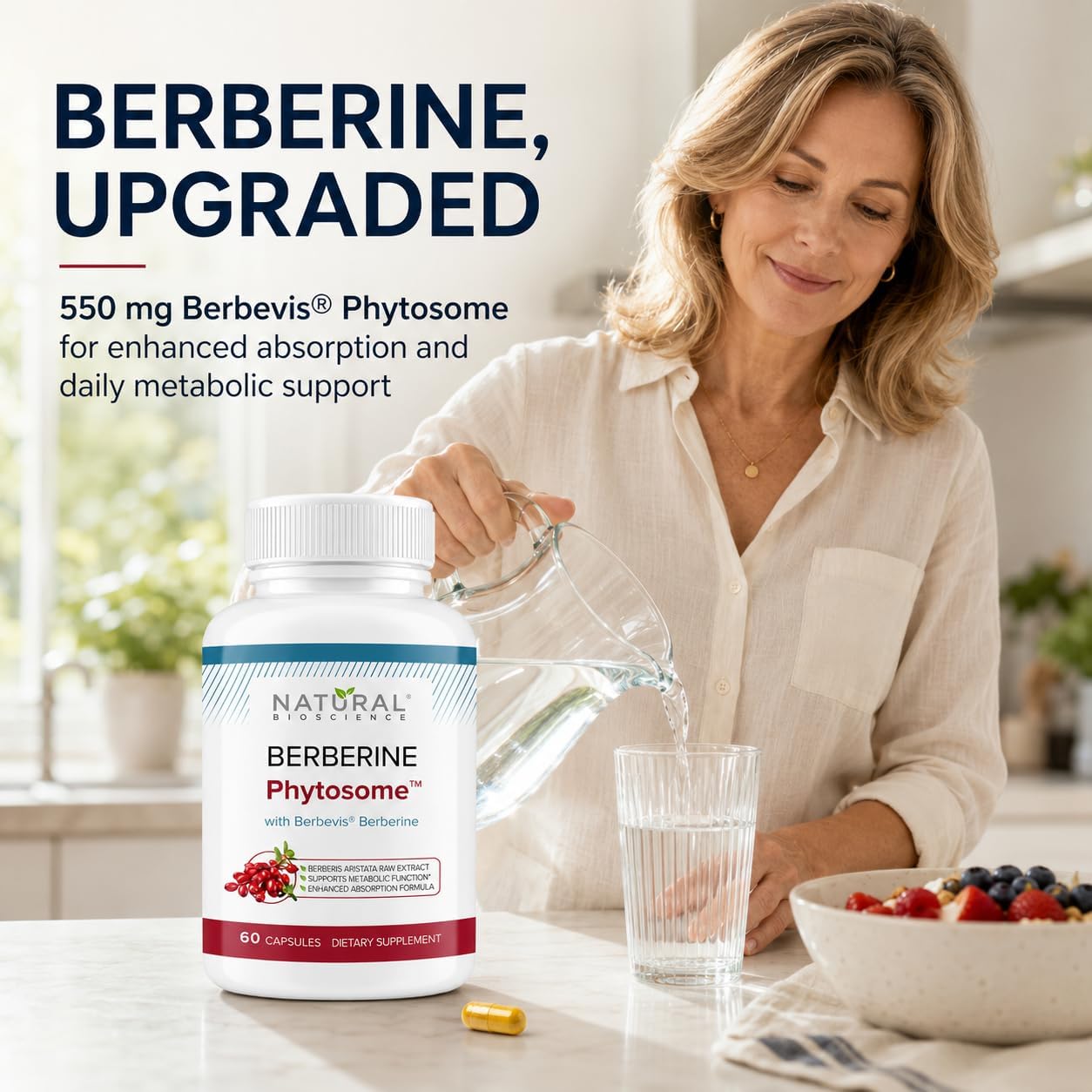 Berberine Phytosome with Berbevis, 550mg – Enhanced Absorption, Metabolic & Heart Health Support, Non-GMO, Gluten-free, 120 Vegetarian Capsules - görsel 2