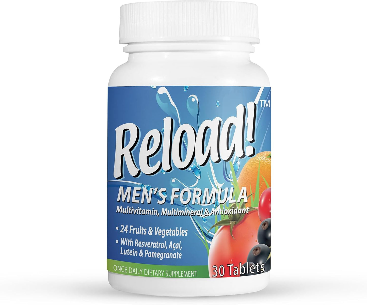 Reload! for Men, All Natural Multivitamin, Multimineral, and Antioxidant with 24 Fruits and Vegetables, 30-Day Supply - görsel 1