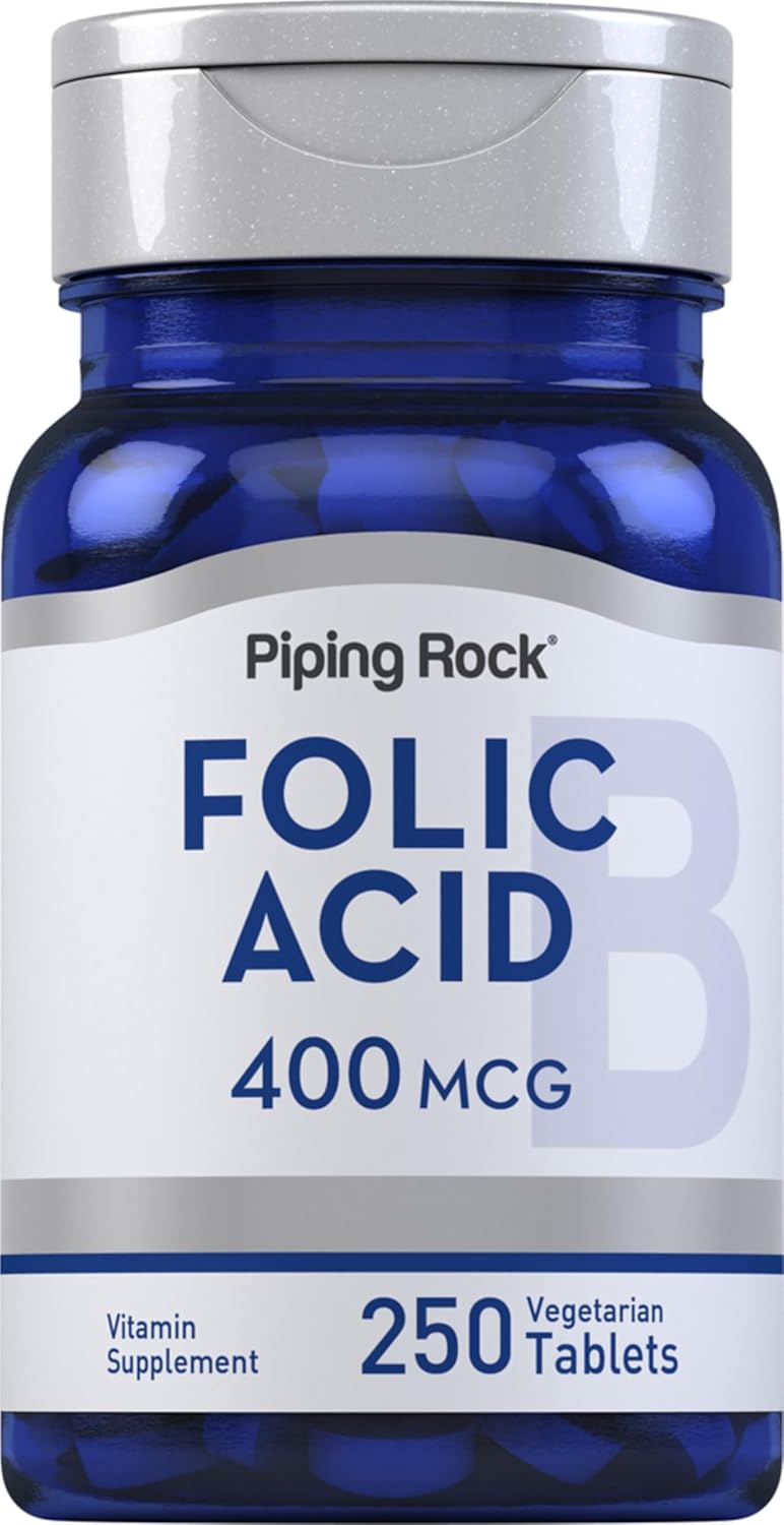 Piping Rock Folic Acid | 400 mcg | 250 Vegetarian Tablets | Non-GMO, Gluten-free Supplement - görsel 1