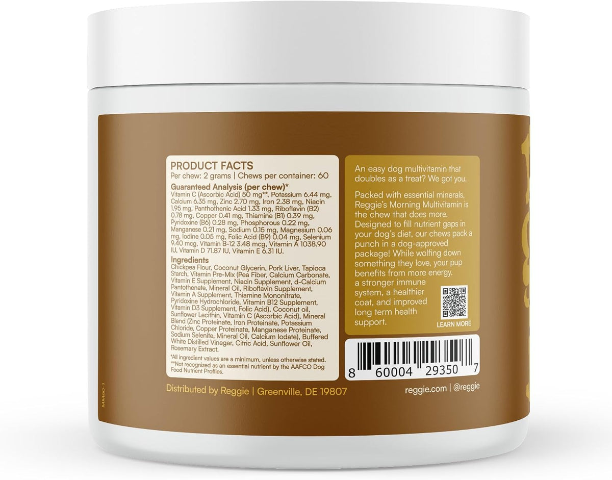 Reggie Morning Multivitamins for Dogs – – B Vitamins (B1, B2, B6, B12, etc.) – Aid in energy metabolism, nervous – Image 4