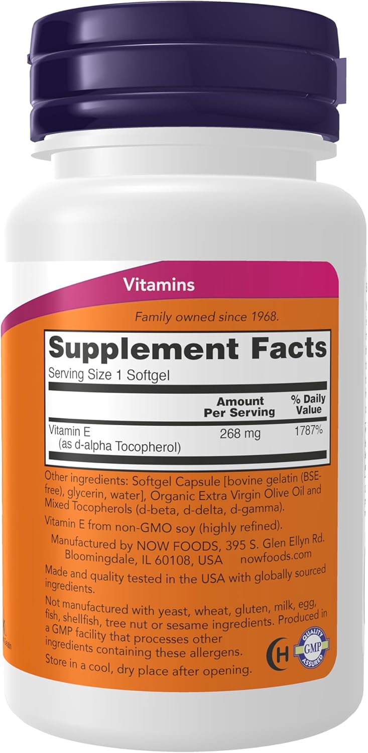 NOW Foods Vitamin E 400 IU with Mixed Tocopherols, 50 Softgels - görsel 2