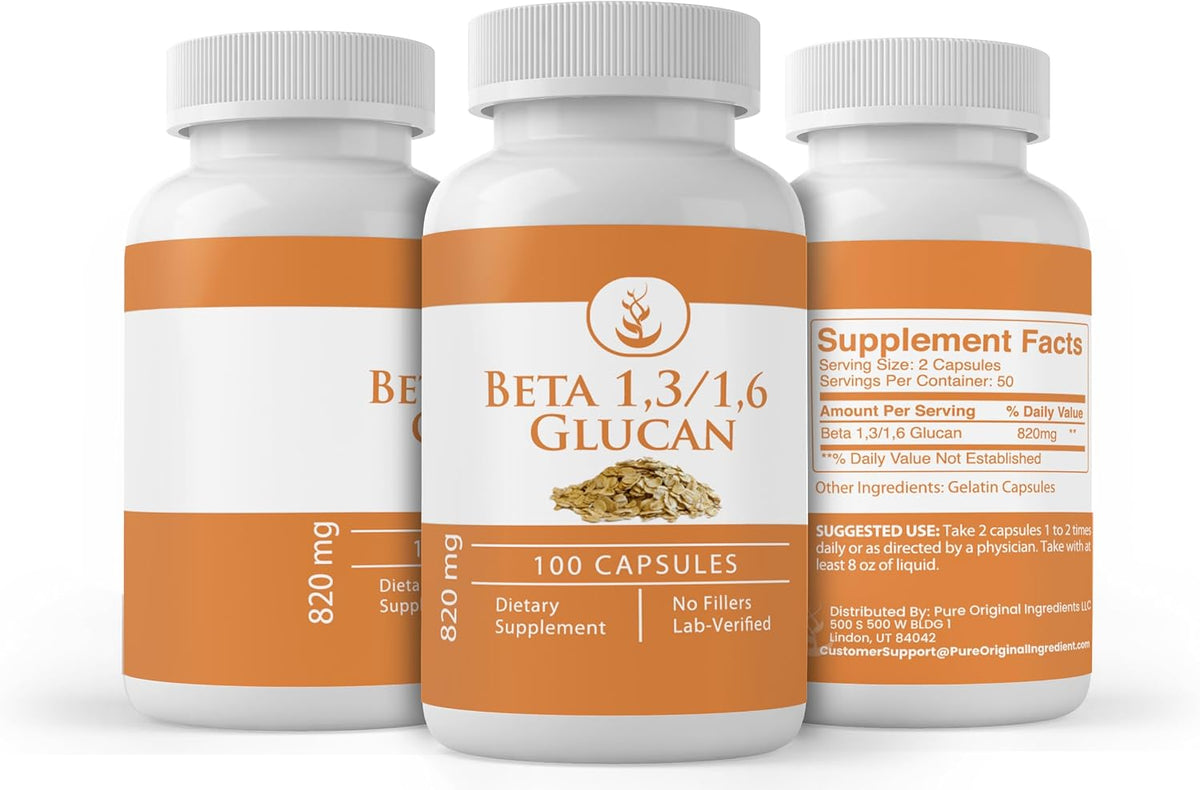 Pure Original Ingredients Beta Glucan 1,3/1,6, 100 Capsules - görsel 4