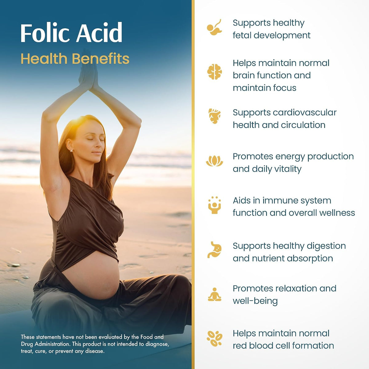 Vykee Nutrition Folic Acid Capsules – Supports Body Processes, Antenatal Health and Energy – Vitamin B9 Supplement – Vegan, Non-GMO, Gluten-free – 1,850 mcg DFE, 120 Count - görsel 6