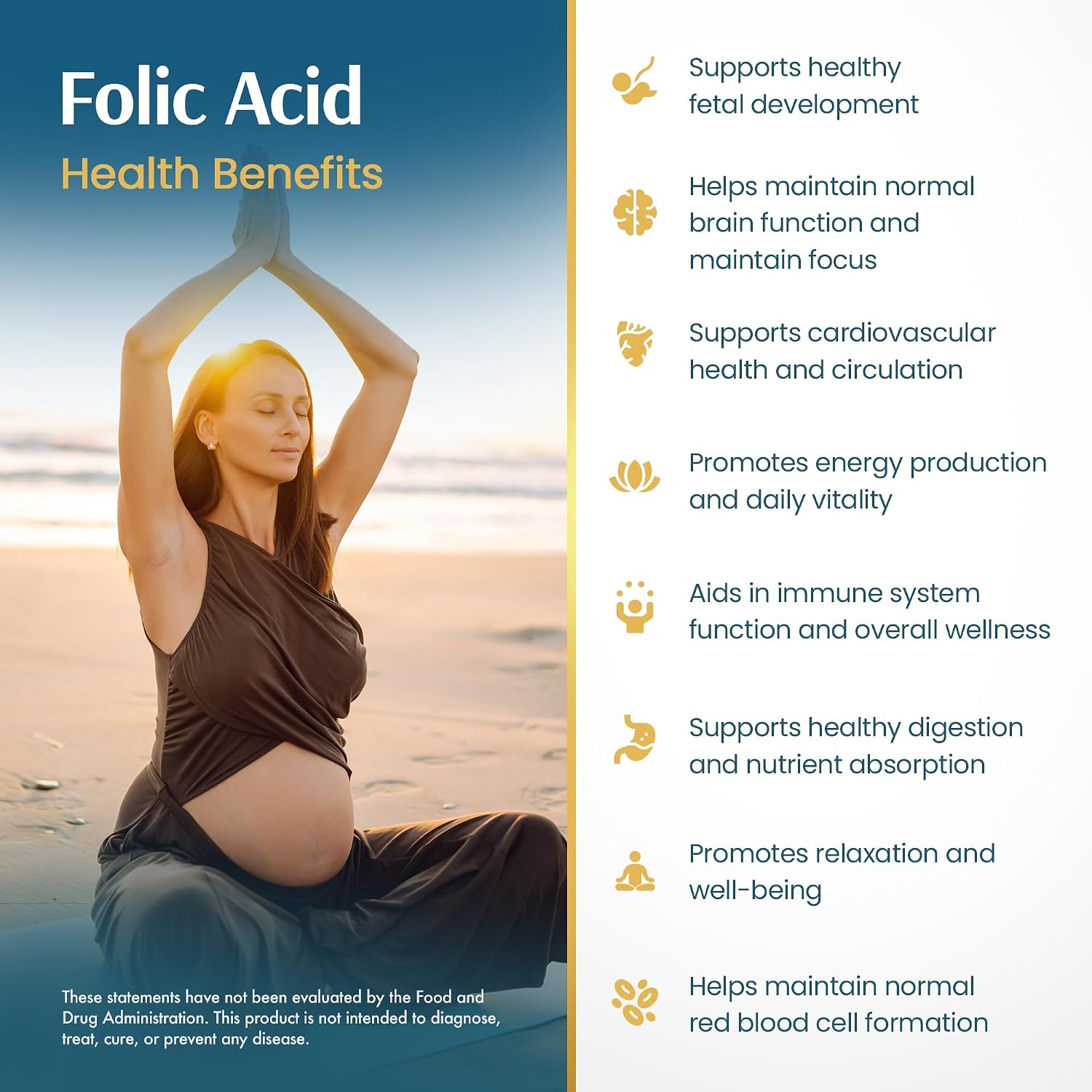 Vykee Nutrition Folic Acid Capsules – Supports Body Processes, Antenatal Health and Energy – Vitamin B9 Supplement – Vegan, Non-GMO, Gluten-free – 1,850 mcg DFE, 120 Count - görsel 6