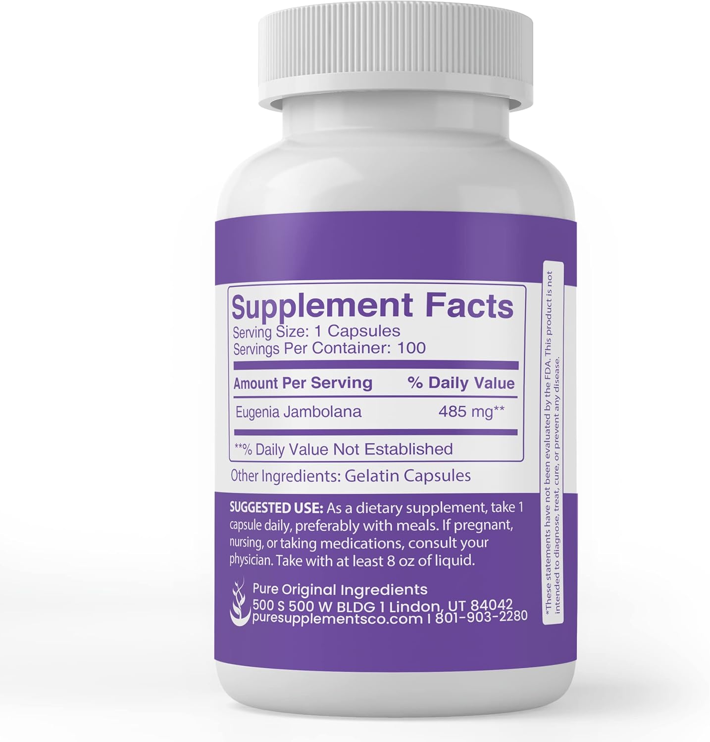 PURE ORIGINAL INGREDIENTS Jamun Seed Capsules (100 Capsules) Always Pure, No Additives Or Fillers, Lab Verified - görsel 4