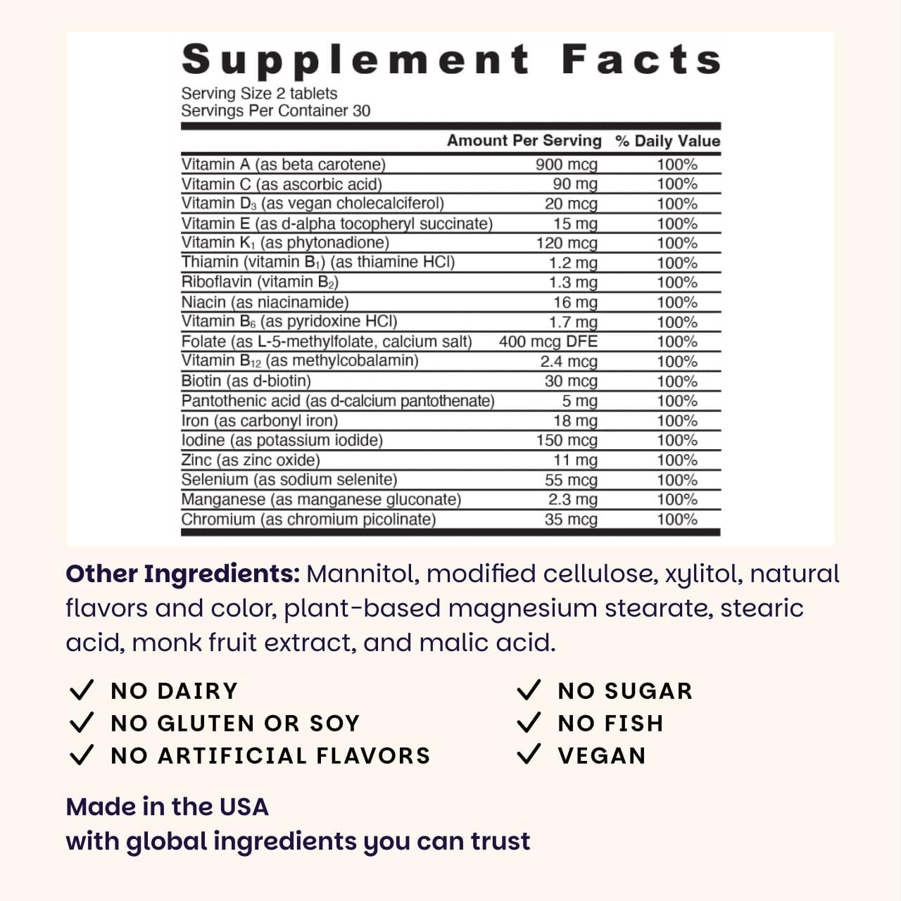EZ Melts Multivitamin + Iron - Daily Multivitamin for Women and Men - Tropical Cherry - 60 Dissolvable Tablets - görsel 3