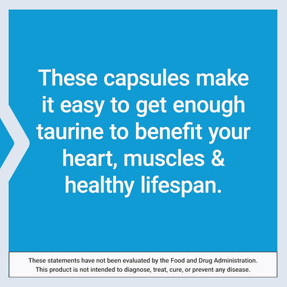 Life Extension Taurine, Pure Taurine Amino Acid Supplement, 1000mg, 180 Vegetarian Capsules