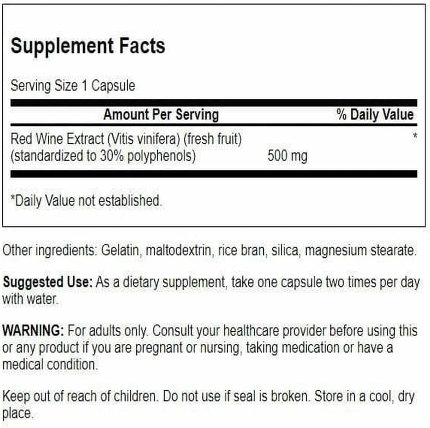 Swanson Red Wine Extract 500 mg 90 Capsules - görsel 2