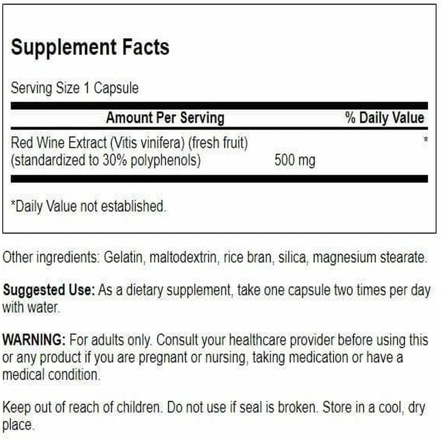 Swanson Red Wine Extract 500 mg 90 Capsules - görsel 2