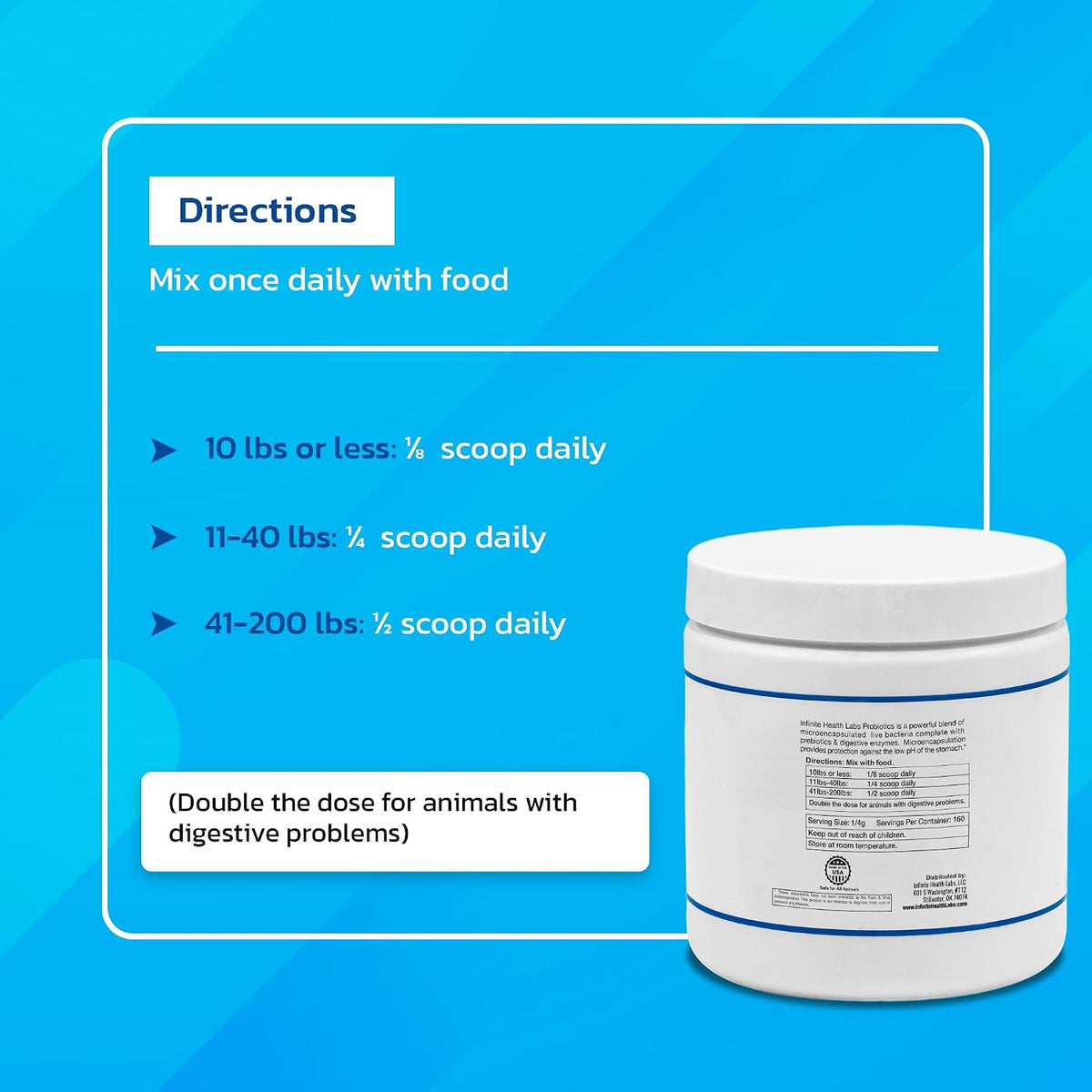 Infinite Health Labs Probiotics for Dogs and Cats - Veterinary Formulated Prebiotic & Enzyme Powder, 400g (1600 Servings) - görsel 7