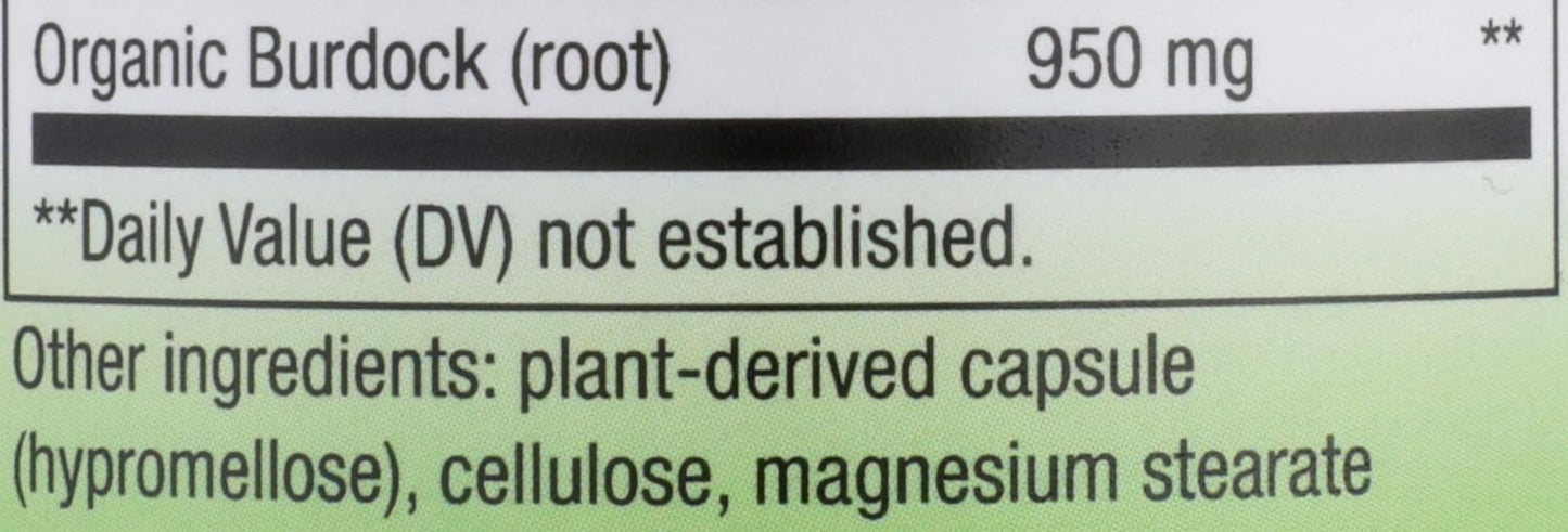 Nature's Way Burdock Root, 950 mg, 100 Vegan Capsules - görsel 4