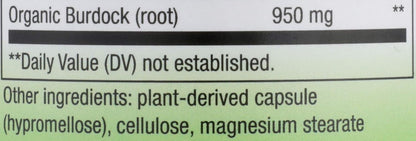 Nature's Way Burdock Root, 950 mg, 100 Vegan Capsules