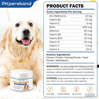 Zinc for Dogs, Heart Support Supplement for – Vitamin E: Protects cell membranes from oxidative damage and – Image 7