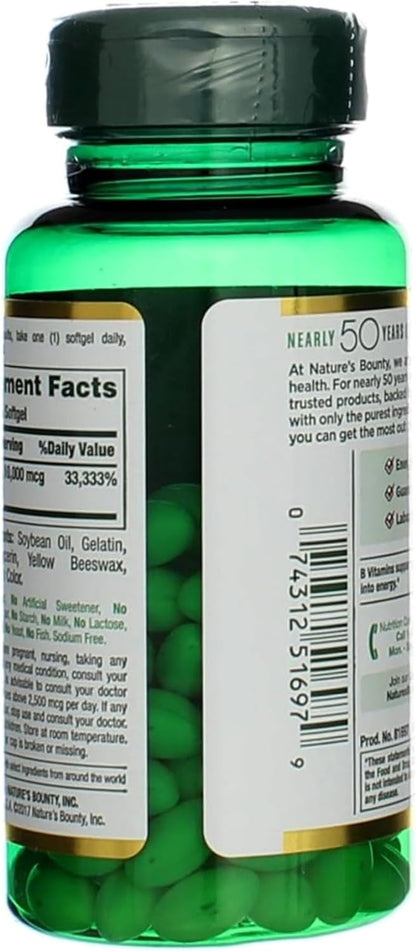 Nature's Bounty Biotin 10000 mcg, Supports Healthy Hair, Skin and Nails - Rapid Release Soft gel capsule Capsules - 120 Count