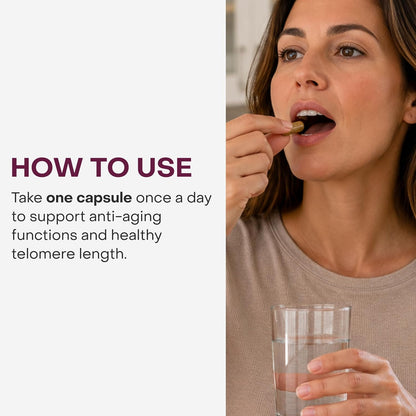 Healthycell Telomere Length Supplement - Anti-Ageing Cellular Support with AC-11, Astragalus & Resveratrol - 30 Capsules
