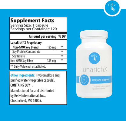 RELIV LunaRich X - Lunasin Extract Capsules for Healthy Ageing and Immune Support (120 Count)