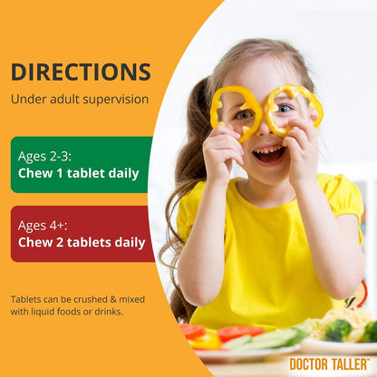 Doctor Taller Kids Multivitamins - Grape Flavour - 90 Chewable Tablets (6-Week Supply)