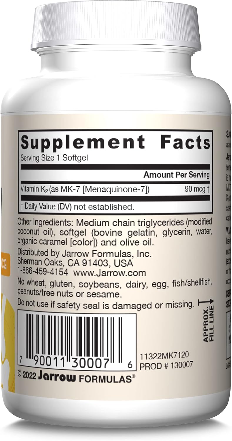 Jarrow Formulae MK-7 90 mcg - Bioactive Vitamin K2 (MK-7) - Bone & Heart Health - 120 Softgels - görsel 10