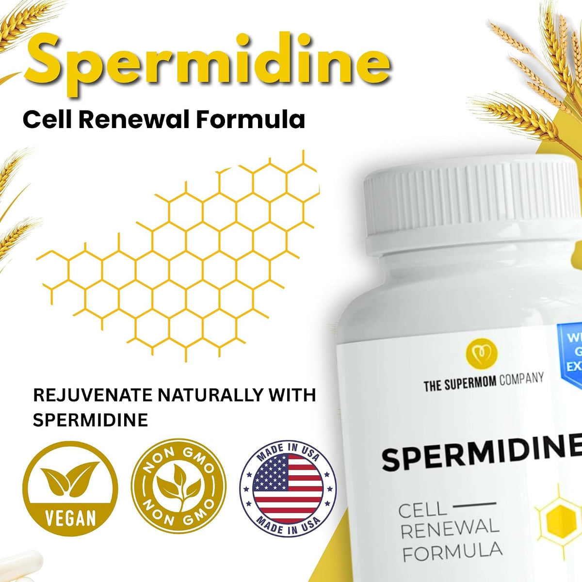 Spermidine Supplement – 60 Vegetable Capsules – Wheat Germ Extract with 1000 mg Spermidine, Enhanced with BioPerine – Image 7