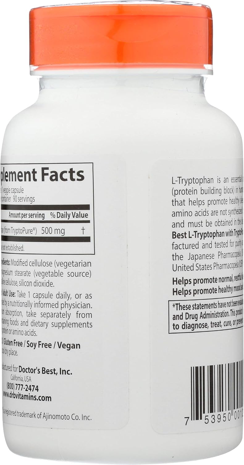 Doctor's BEST L-Tryptophan 500 mg Food Supplement - görsel 2