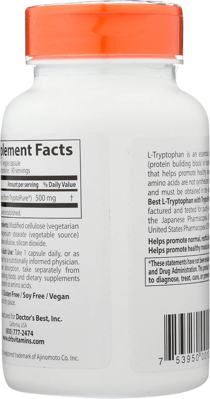 Doctor's BEST L-Tryptophan 500 mg Food Supplement