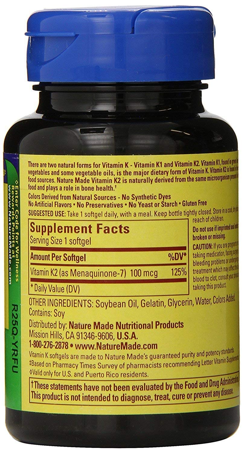 Nature Made Vitamin K2 100mcg Softgels, 30 Capsules (3-Pack) - görsel 2