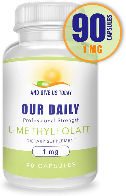 Our Daily Vites L-Methylfolate 1 mg (1000 mcg) – Active Folate (5-MTHF) – No Fillers, Gluten-free, Non-GM – 180 Capsules