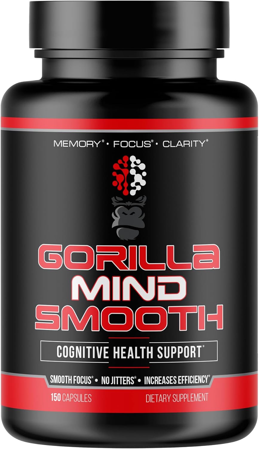 Gorilla Mind Smooth Nootropic Formula - Non-Stimulant, Memory & Focus Support, 150 Capsules - görsel 1