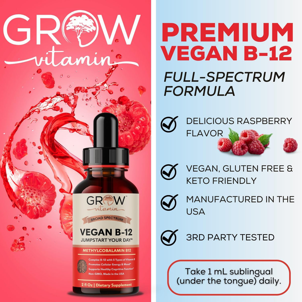 Vegan B12 Complex Liquid Sublingual Drops - Premium Methylcobalamin Supplement for Energy, Mood, Immune Support and Healthy Hair, Skin & Nails - görsel 4