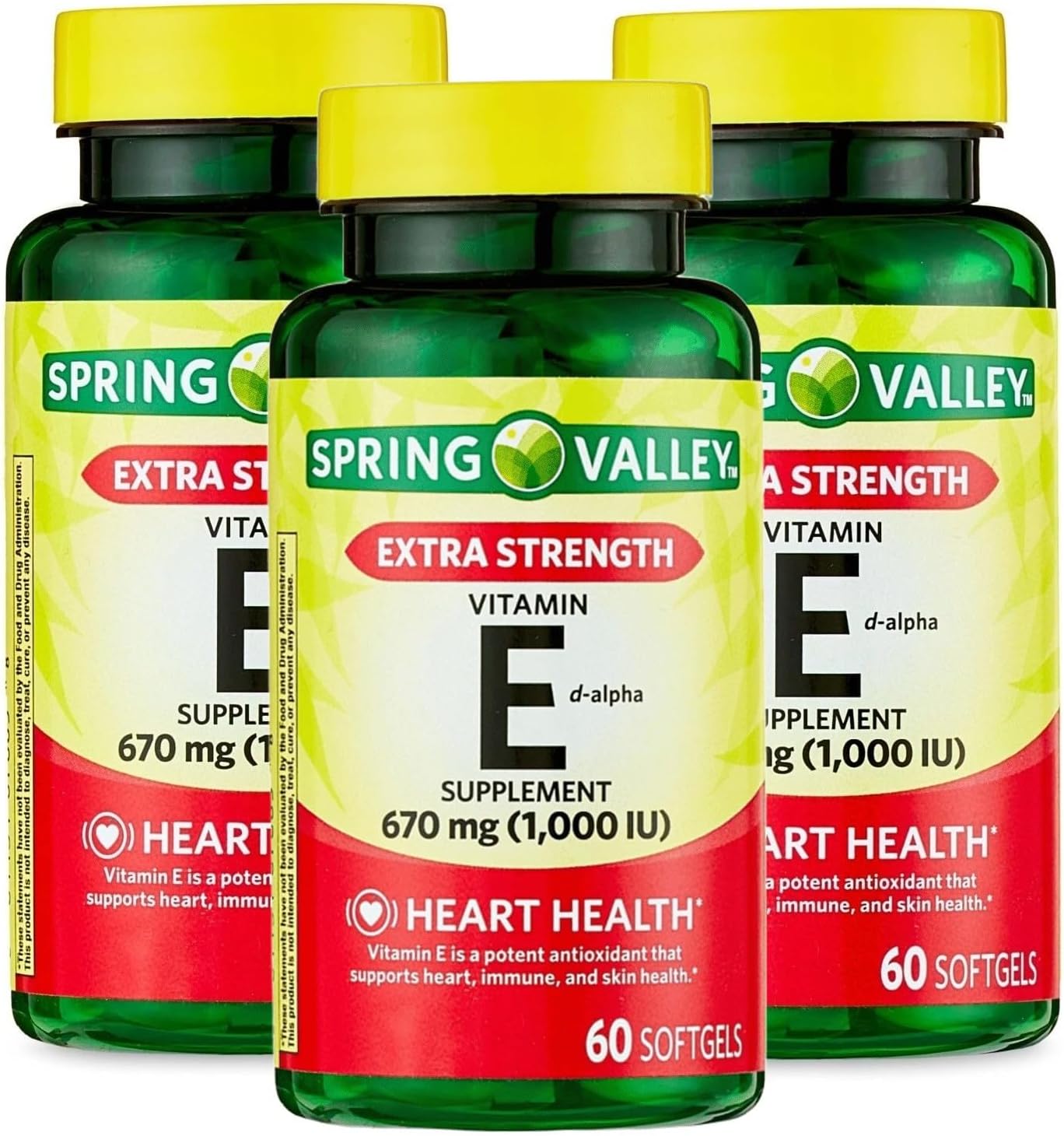 Vitamin E 670mg (1,000 IU) Extra Strength – 60 Softgels, Natural d-Alpha Vitamin E Supplement, Daily Vitamin E 1000 IU for Wellness (Pack of 3) - görsel 1