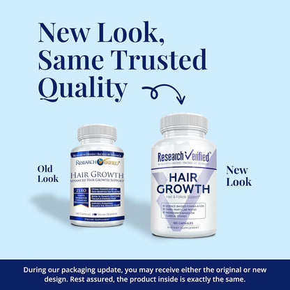 Research Verified Hair Growth Support - Biotin, DHT Blockers & Vitamins - 360 Capsules (6-Month Supply)