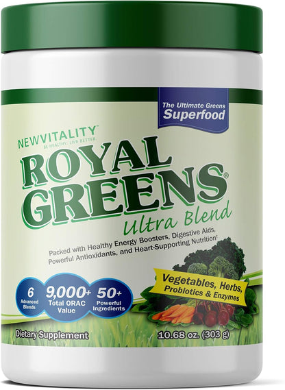 New Vitality Royal Greens Superfood Powder – Organic Vegetable Blend with Probiotics & Antioxidants, 305 g (30-Day Supply) – Image 1