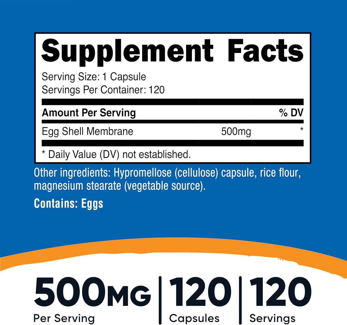 Nutricost Egg Shell Membrane, 500mg per Serving, 120 Capsules - GMO Free, Gluten-free - görsel 2