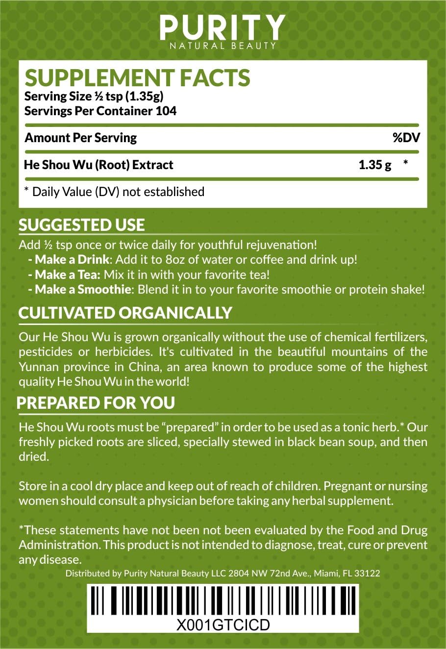 Certified Organic He Shou Wu - 141g Bag of 30:1 Concentrated Fo-Ti Extract - görsel 2