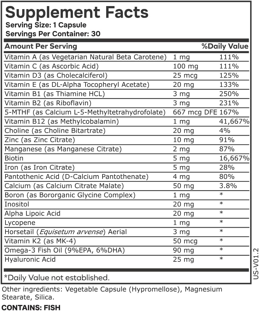 envitamin Women's Methylated Multivitamin Multimineral with Iron, Biotin, Horsetail, D3-K2 & L-Methylfolate - görsel 6