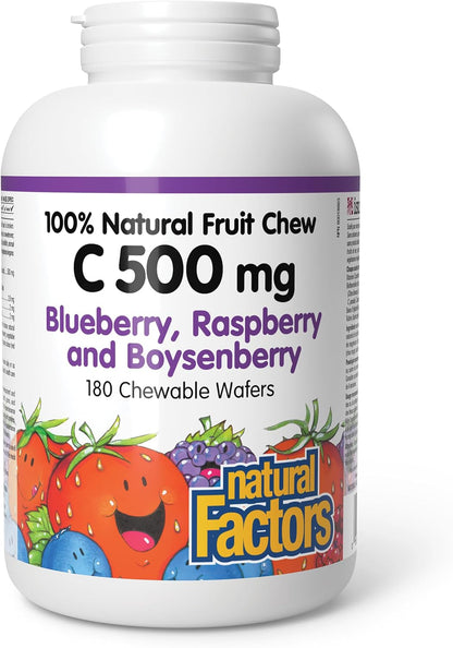 Natural Factors Children's Chewable Vitamin C 500 mg – Immune & Bone Support