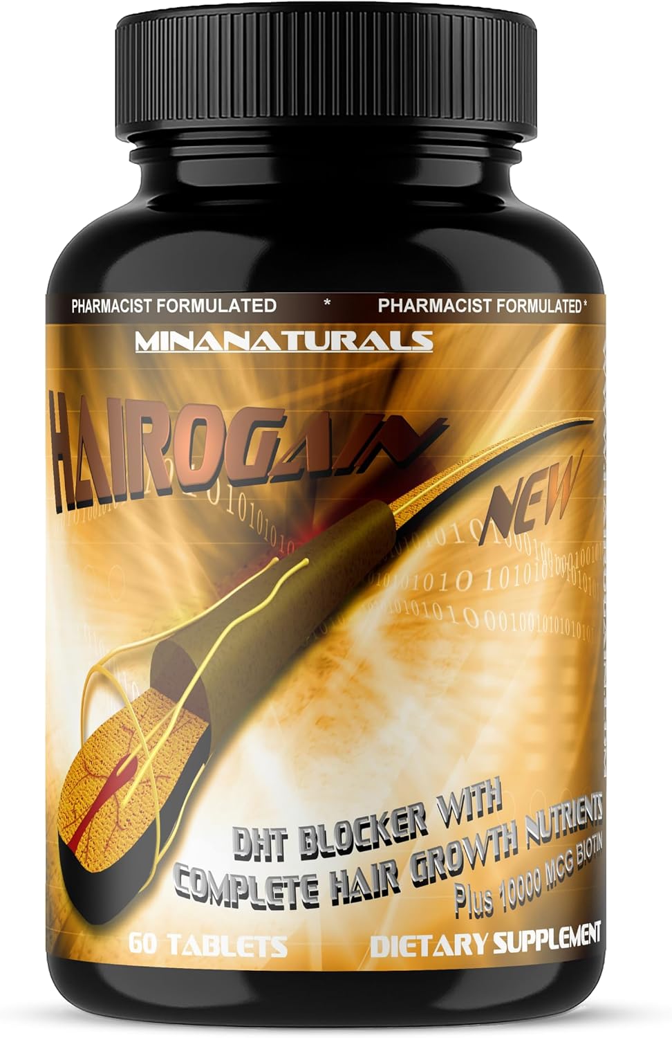 MINANATURALS HAIROGAIN DHT Blocker - Support Hair Growth with 10000 mcg Biotin, Collagen & Hair Vitamins - 60 Tablets - görsel 1