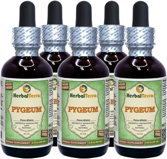 African Cherry Pygeum (Prunus Africana) Glycerite – Alcohol-Free Liquid Extract, 5x60 ml